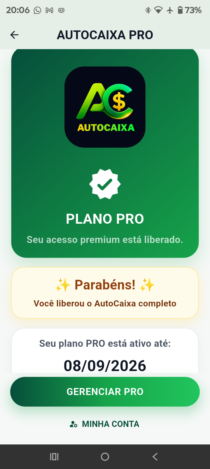 Plano PRO do AutoCaixa